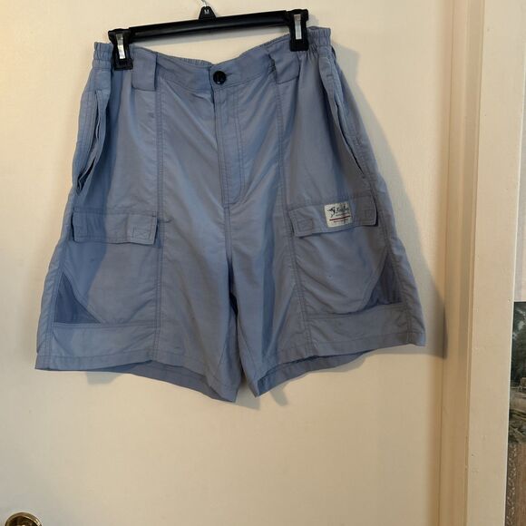 Bimini Bay Men Blue Cargo Shorts Outdoor Fishing XL lightweight elastic waist - Picture 1 of 8
